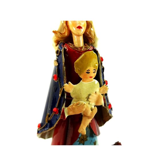 Nativity Statue Candle Holder Metalwork and Resin Virgin Mary Christmas Manger - Picture 3 of 15